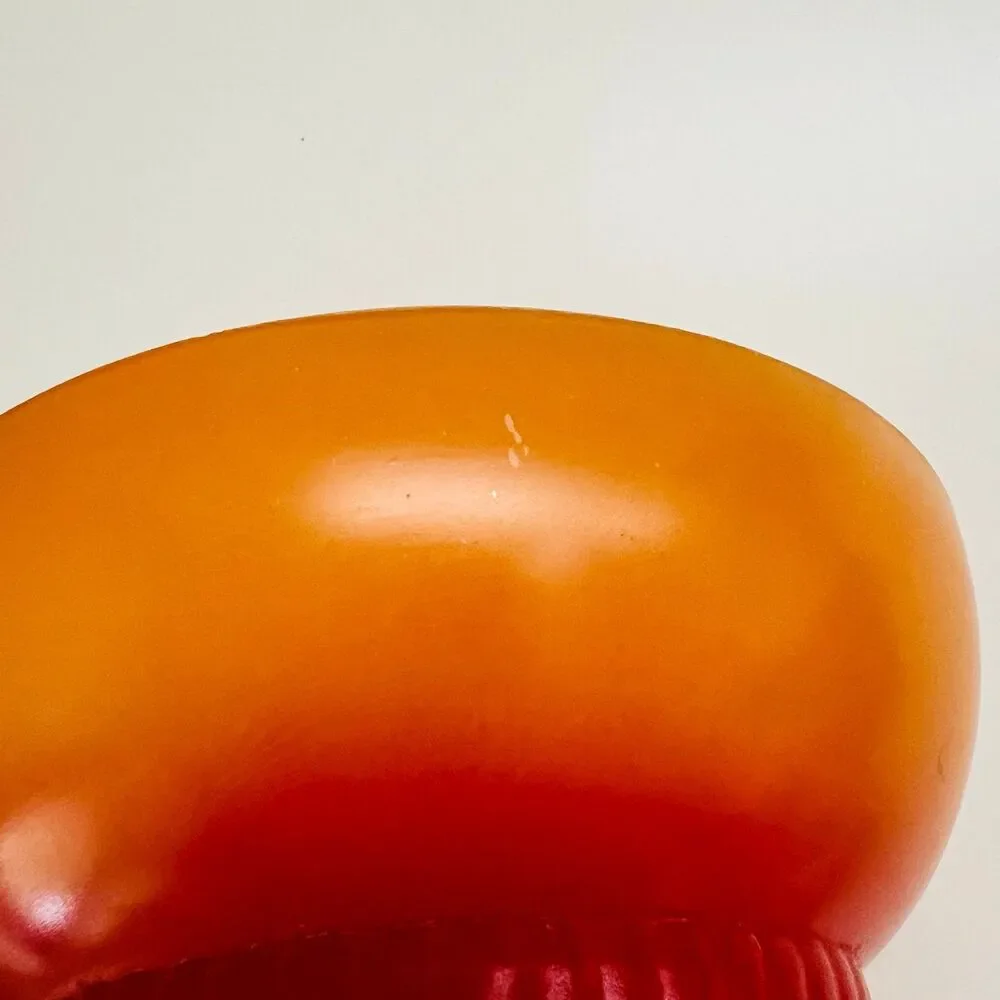 ANCHOR HOCKING Fire King Red Orange Ombré Milk Glass Footed Soup Bowls